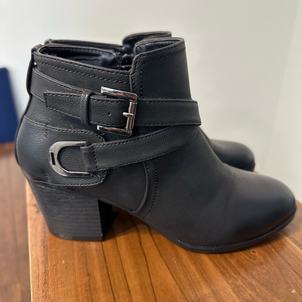 Elegant Black Leather Ankle Booties